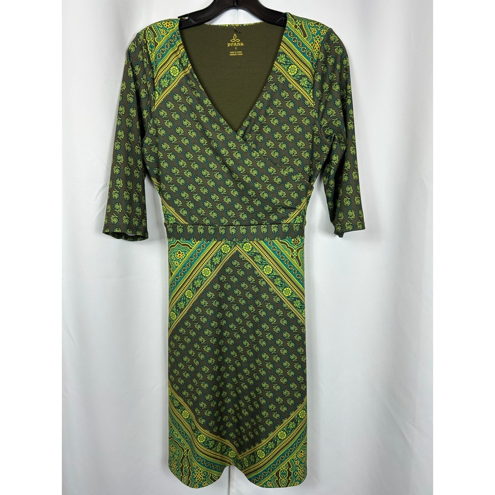 prAna Green Medallion‎ Patterned Y2K style Knee Length Dress Hippie Small